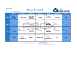 p90x workout schedule phase 1 2 3