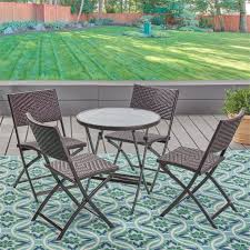 El Paso 5 Piece Wicker Patio Bistro Set