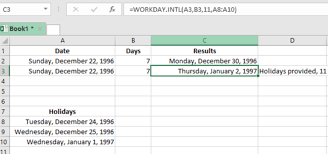 excel formula add workdays to date