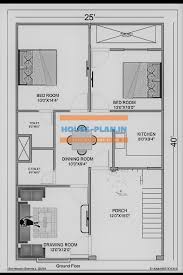 25x40 House Plan With Porch Drawing