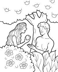 Адам и Ева с плодом - Сотворение мира. Распечатать или скачать раскраску  бесплатно