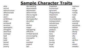 Character Traits Chart Grade 4 Trait Chart Graphic