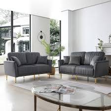 Grey Velvet Couch And Sofa Set W714s00073