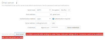 gmail smtp email server config ℹ