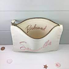 personalised bridesmaid gift makeup bag