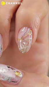 made with saran wrap marble nails c