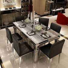 Square Marble Dining Table Set 6 Chairs