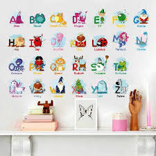 Animal Letters Wall Decals Cartoon