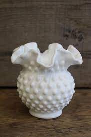 Vintage Fenton Hobnail Milk Glass Vase