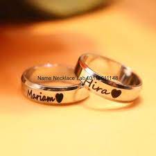 couple name engraved rings silver