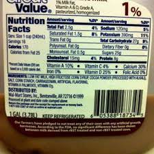 calories in great value chocolate milk