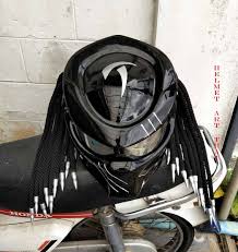 black custom predator motorcycle helmet