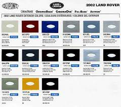 land rover paint codes color charts