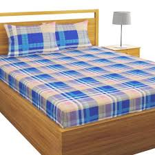 bianca pink and navy checks double bed