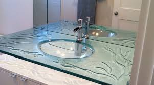 bathroom glass integrated sink modern