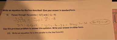 Solved Write An Equation For The Line