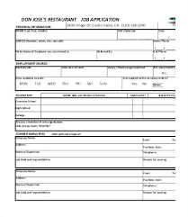 Application Form Employment Template For Restaurant Where