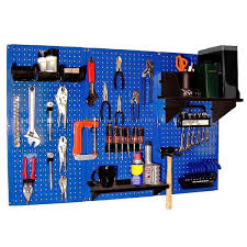 Blue Pegboard And Black Peg Accessories
