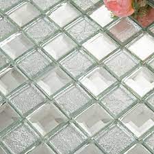 silver mirror glass backsplash tile