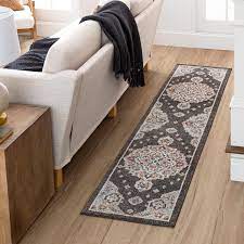 black indoor oriental runner rug in the