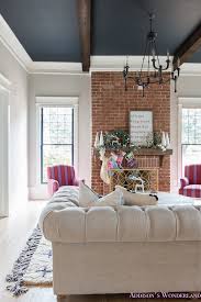 living rooms with brick fireplace