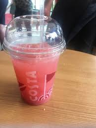 having a creamy cooler at costa coffee