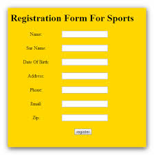 registration form using table