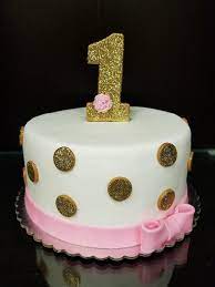 Smash Cake Pink And Gold Baby Girl Birthday Cake First Birthday  gambar png