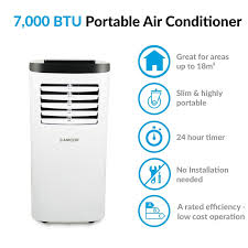 As a rule of thumb, an air conditioner needs 20 btu for each square foot of living space. Amcor 7000 Btu Slim Portable Air Conditioner For Rooms Up To 18 Sqm Electriq