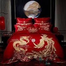 Cotton Red Chinese Wedding Bedding Set