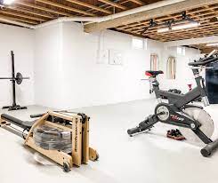 unfinished basement into a home gym