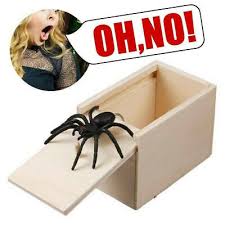 wooden prank spider scare box hidden in