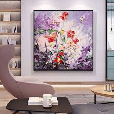 Purple Abstract Oil Painting Flowers
