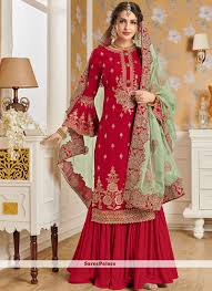 Red Lace Ceremonial Designer Pakistani Suit