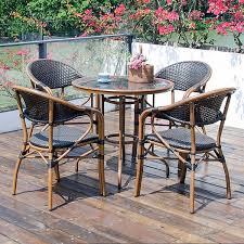 5 Pieces Rattan Patio Dining Set With