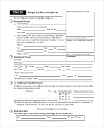 Free 7 Sample Restraining Order Form In Examples Sample