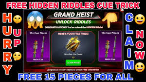 Opening the main menu of the game, you can see that the application is easy to perceive, and complements the picture of the abundance of bright colors. Free 15 Pieces Of Heist Cue For All 8 Ball Pool 3 Week Hidden Riddles