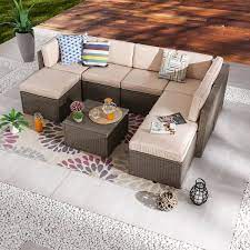 Wicker Patio Sectional Seating Set
