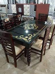 Indian Wooden Glass Dining Table Design