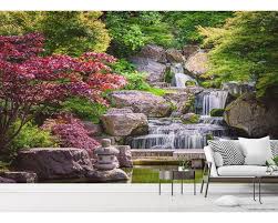 Natural Garden Waterfall Wallpaper