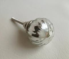 Silver Mercury Glass Round Cabinet Knob