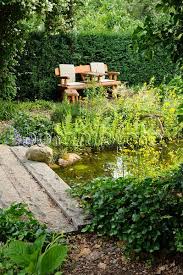 Image Garden Bench At A Pond With A