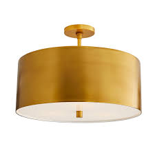 Gold Semi Flush Mount Semi Flush Mount Pendant Light In Antique Brass