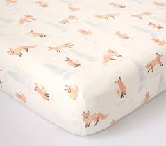 Organic Flannel Fox Crib Fitted Sheet