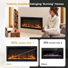 Costway 36 Electric Fireplace Recessed Wall Mounted Freestanding With Remote Control