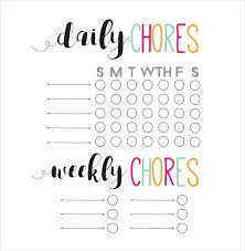 30 Weekly Chore Chart Templates Doc Excel Free