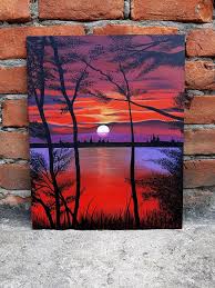 Sunset Canvas Acrylic Color Original