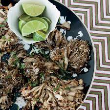 grilled hen of the woods mushrooms with