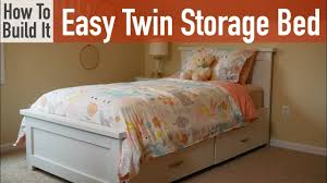 Twin bed and trundle in silver finish with white upholstered. How To Build An Easy Twin Bed With Storage Youtube