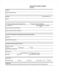 7 Employment Contract Forms Sample Templates Temporary Template